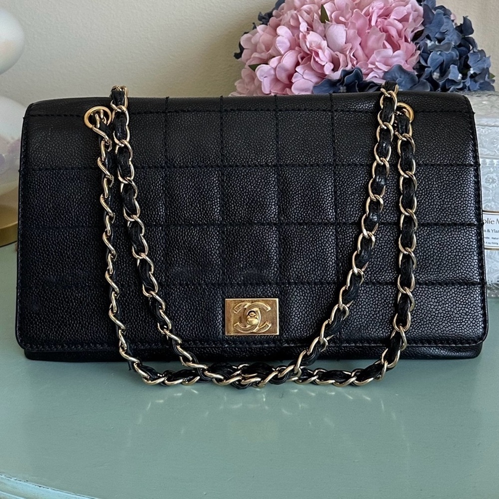 Chanel CC Chocolate Bar Caviar Leather Chain Shoulder bag w/ COA